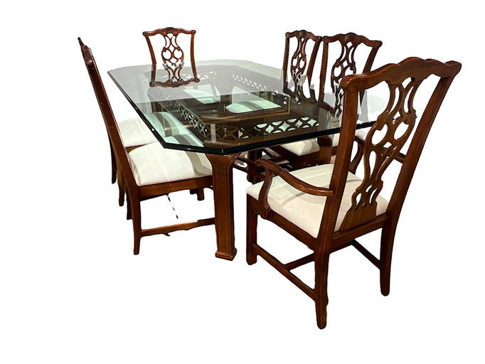 Thomasville Chinese Chippendale Dining Table And Chairs
