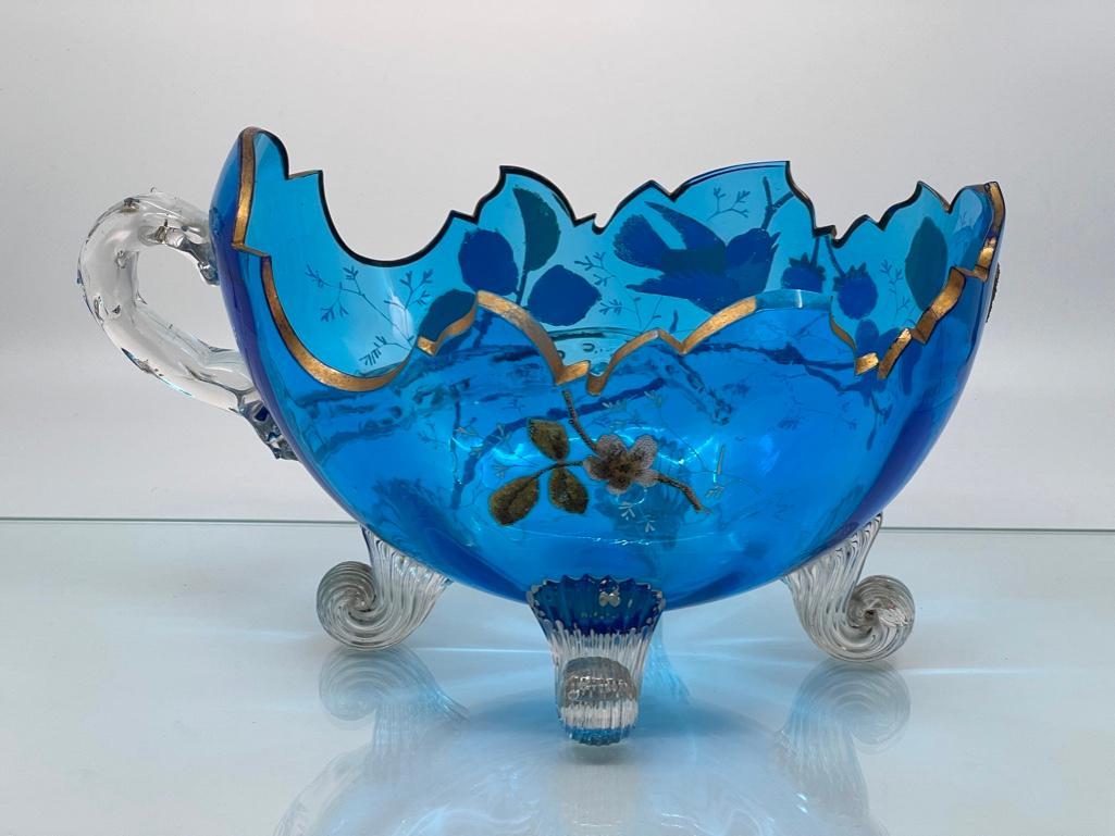 Moser Prussian Blue Coralene Decorated Bowl (1 of 14)
