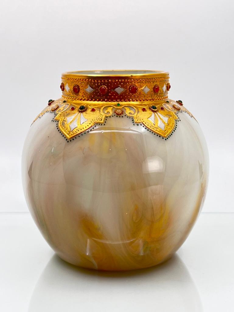 Moser Style Uranium Agate Vase with Enamel (1 of 12)