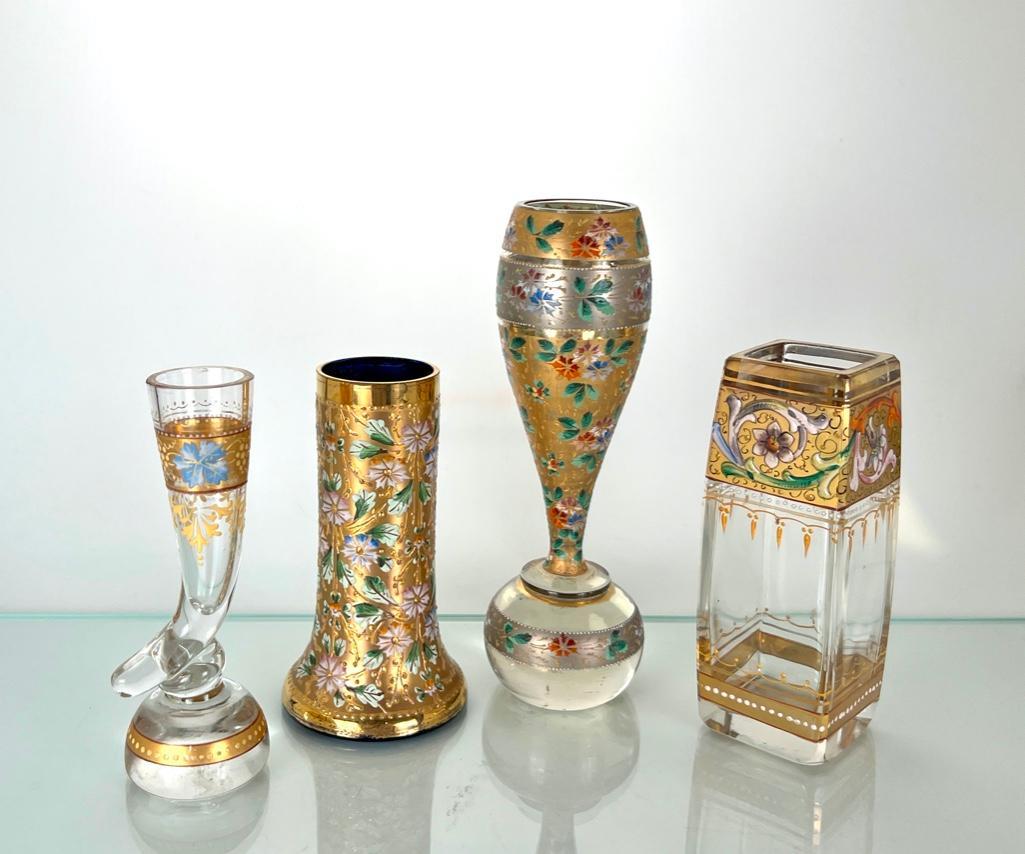 Four Moser Type Enameled Glass Vases (1 of 13)