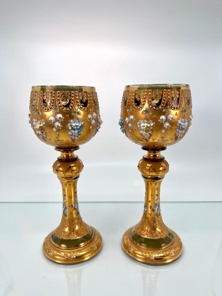 Pair of Moser Relief Enameled Wines (1 of 12)