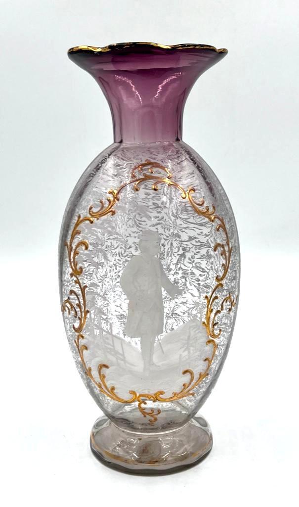 Large Mary Gregory Style Victorian Glass Vase (1 of 9)