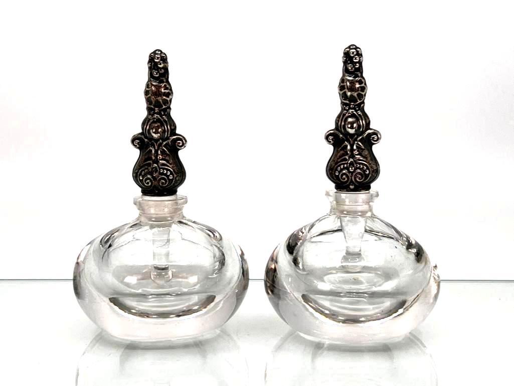 Pair of Crystal Perfume Bottles with Gorham Silver Stoppers (1 of 10)