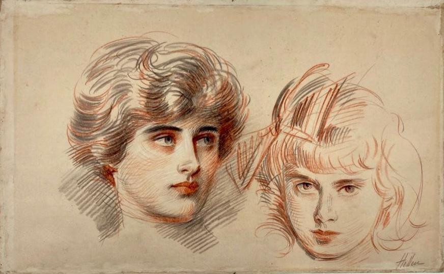 Paul Cesar Helleu Drawing, Two Beauties (1 of 7)