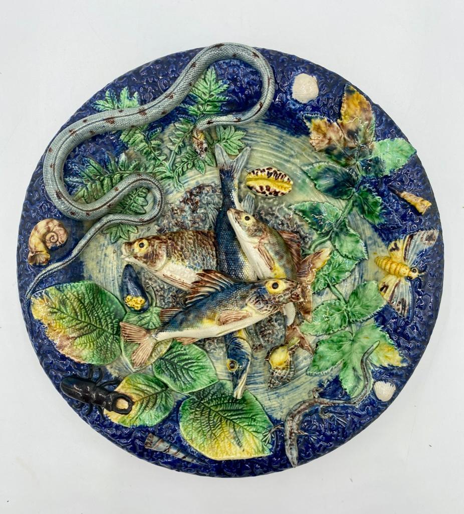 Palissy Style Majolica Charger, 19thc. (1 of 8)