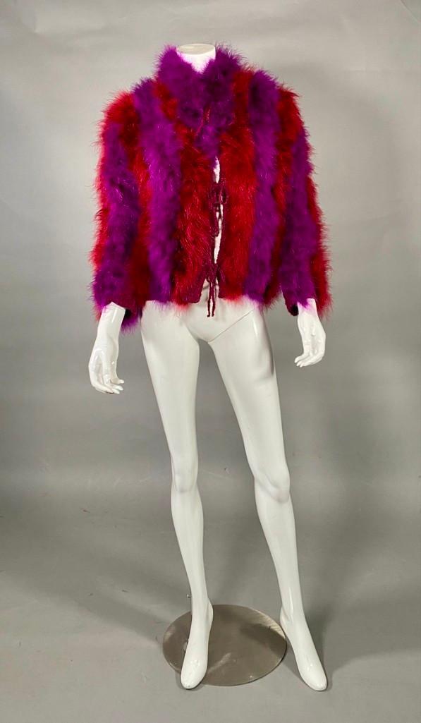 Fuscia Dyed Ostrich Feather Knit Jacket (1 of 5)