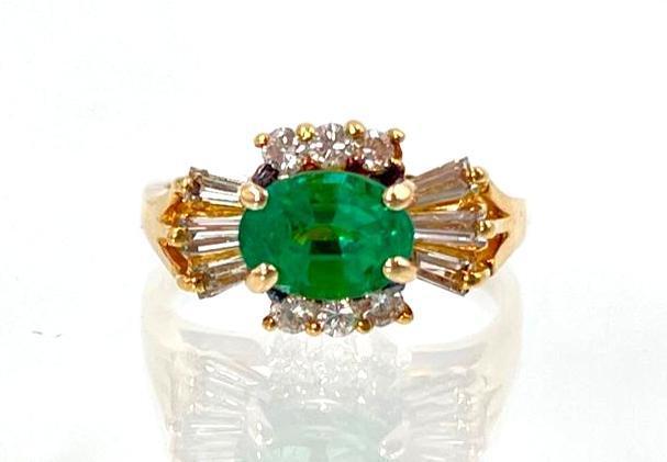 18K Yellow Gold Custom Emerald and Diamond Ring (1 of 9)