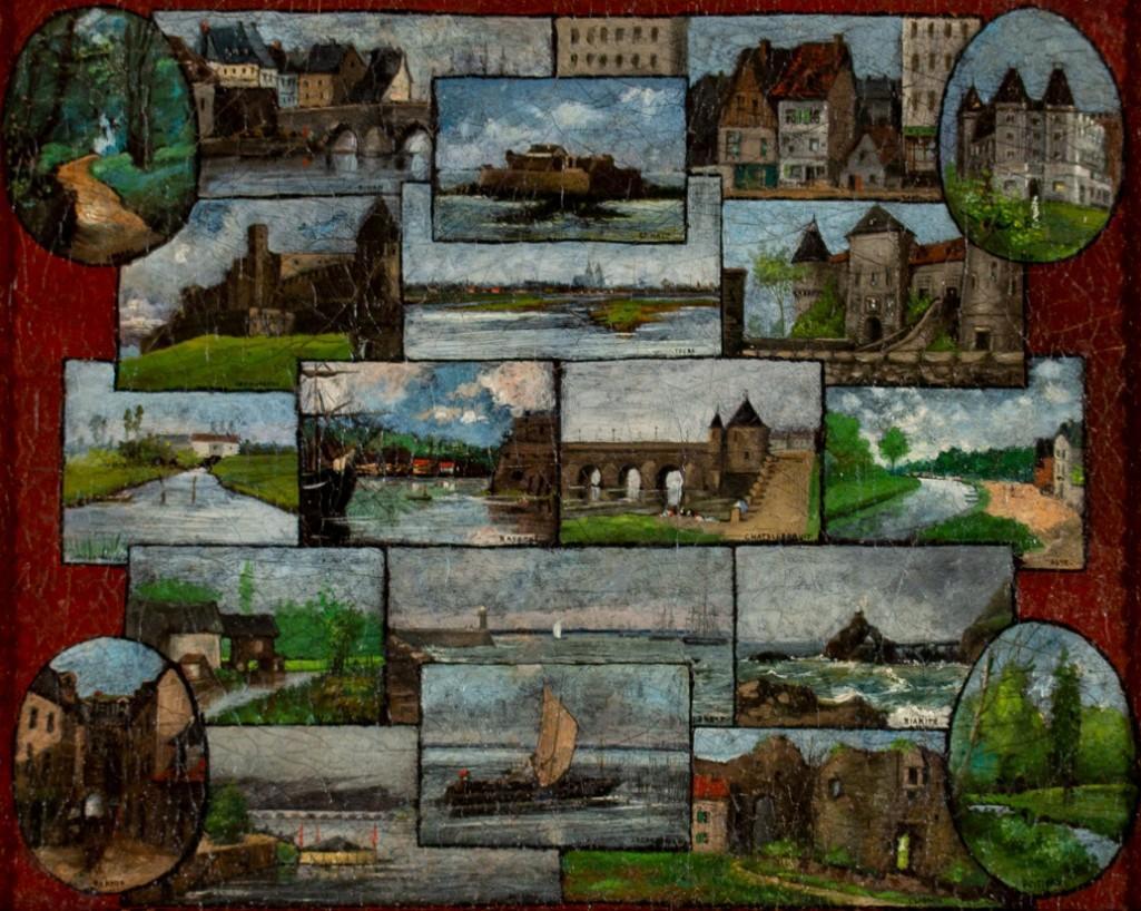 19thc. French School Oil, Mosaic of  French Sites (1 of 7)