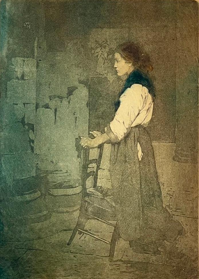 William Lee Hankey Etching with Aquatint, Woman with Chair (1 of 5)