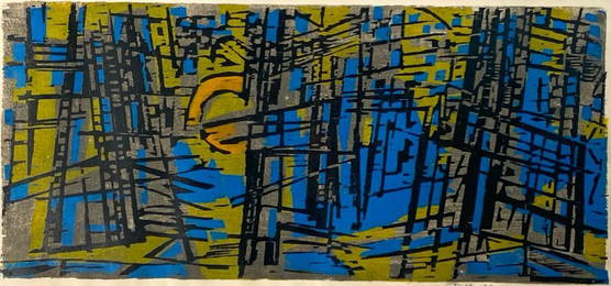 Werner Drewes Woodcut, Forest, 1958