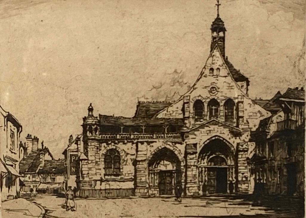 Samuel Chamberlain Etching, Church of St. Ayoul, Provins, France (1 of 5)