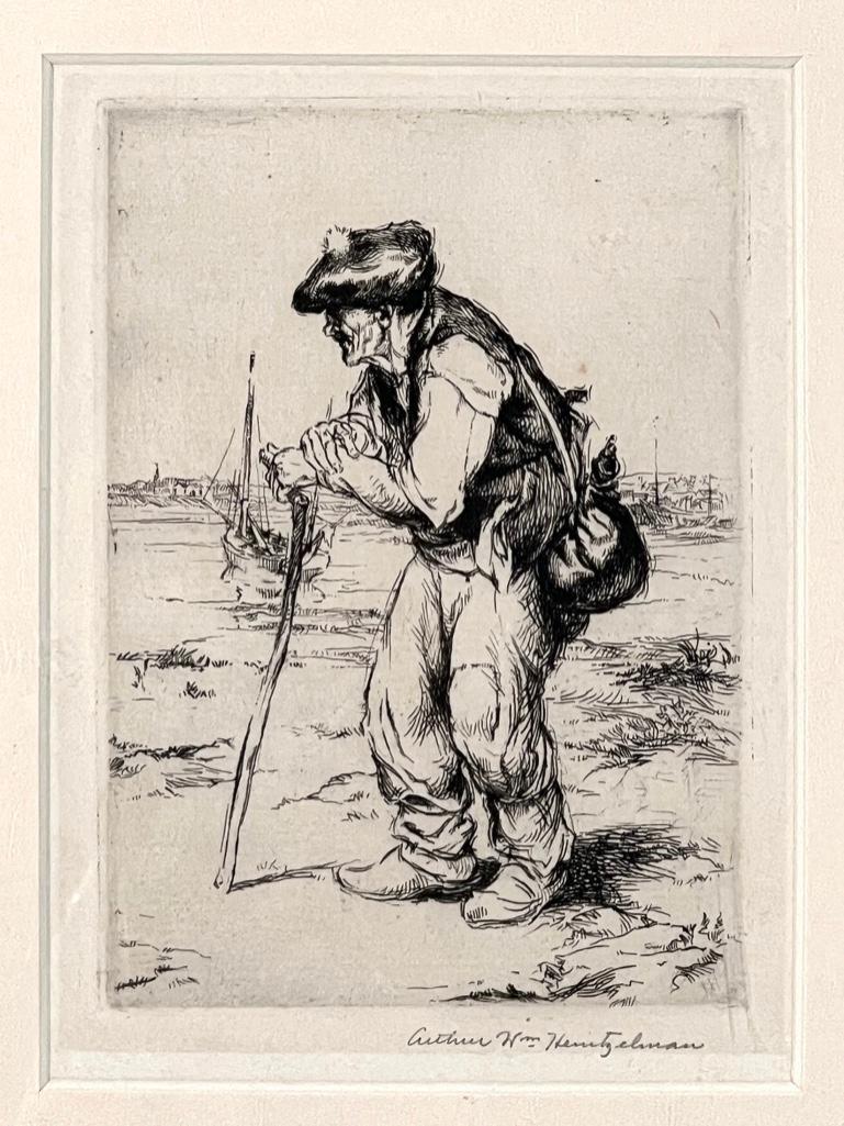 Samuel Chamberlain Drypoint, Early Morning Market, Senlis (1 of 7)