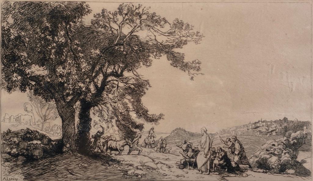 Auguste-Louis Lepere Etching, Le Christ au Matin de Rameaux (1 of 5)
