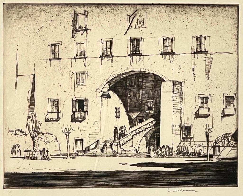 Louis C. Rosenberg Drypoint, Hospital Santa Cruz Barcelona 1927 (1 of 6)