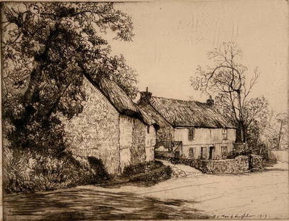 Donald Shaw MacLaughlan Etching, The Roseworthy Cottages 1919: Donald Shaw MacLaughlan (Canadian 1876-1938) The Roseworthy Cottages, 1919, etching, signed and dated within plate, titled in pencil lower right margin, signed in pencil center margin and titled in lo