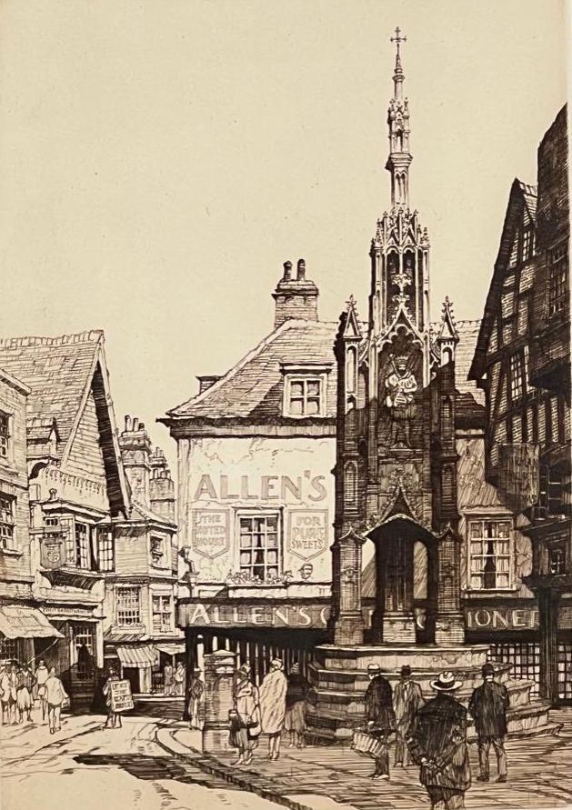 Samuel Chamberlain Drypoint Etching, The City Cross Winchester England 1928 (1 of 6)