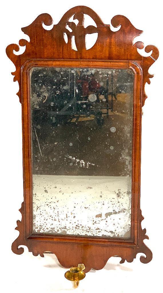 English Chippendale Mahogany Mirror with Sconce (1 of 7)