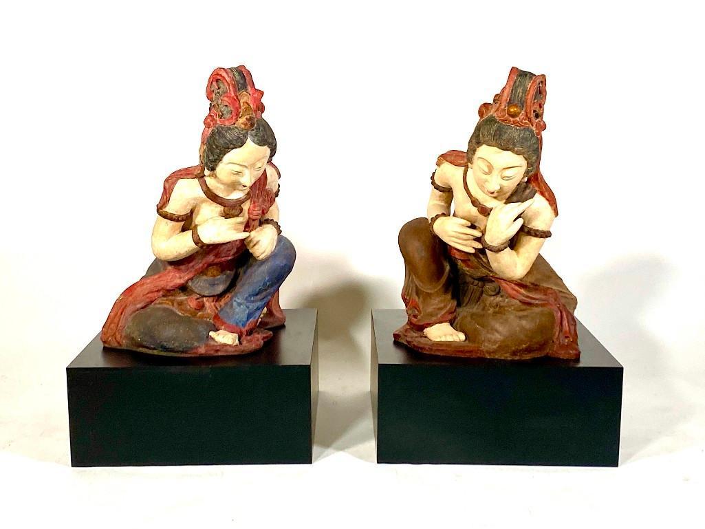 Pair of Polychrome Guanyin Figures (1 of 10)
