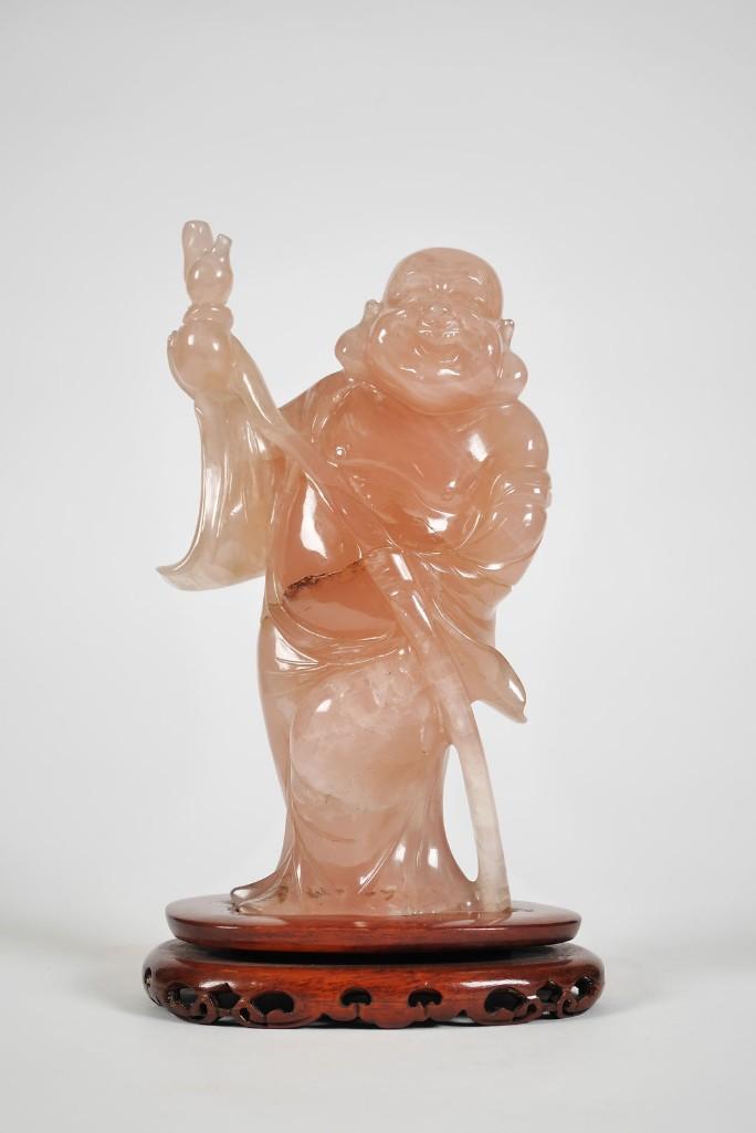 Chinese Rose Quartz Figure of a Smiling Buddha (1 of 9)