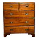 English George III Mahogany Campaign Style Chest of Drawers