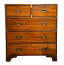 English George III Mahogany Campaign Style Chest of Drawers