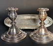Wallace Sterling Candlesticks and Gorham Pin Tray