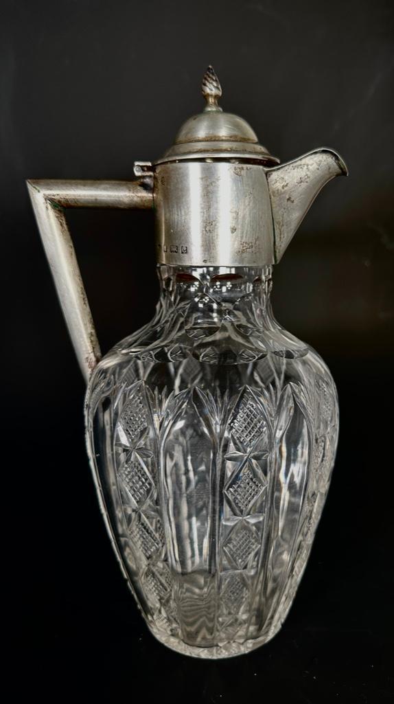 English Silver Mounted Claret Jug, Birmingham (1 of 7)