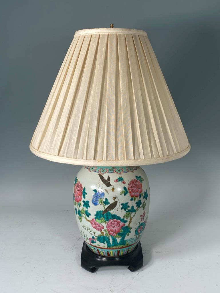 Chinese Polychrome Glaze Vase Fitted as Table Lamp (1 of 8)