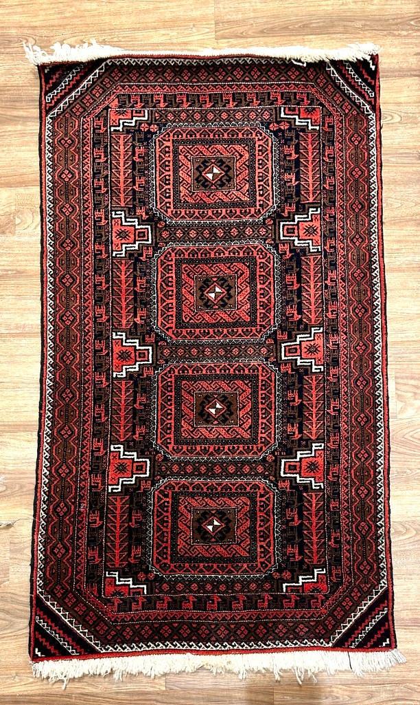 Afghan Wool Carpet, 4'10 x 2'10 (1 of 7)