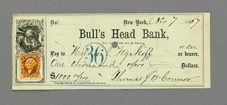 Bull's Head Bank Note, dated 1867 (1 of 2)