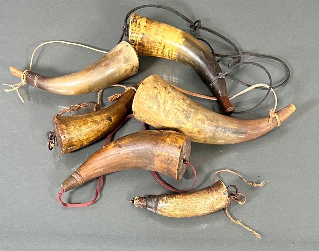 Group of Six Antique Powder Horns (1 of 7)