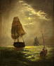 19thc. British School Oil, Ships in Moonlight