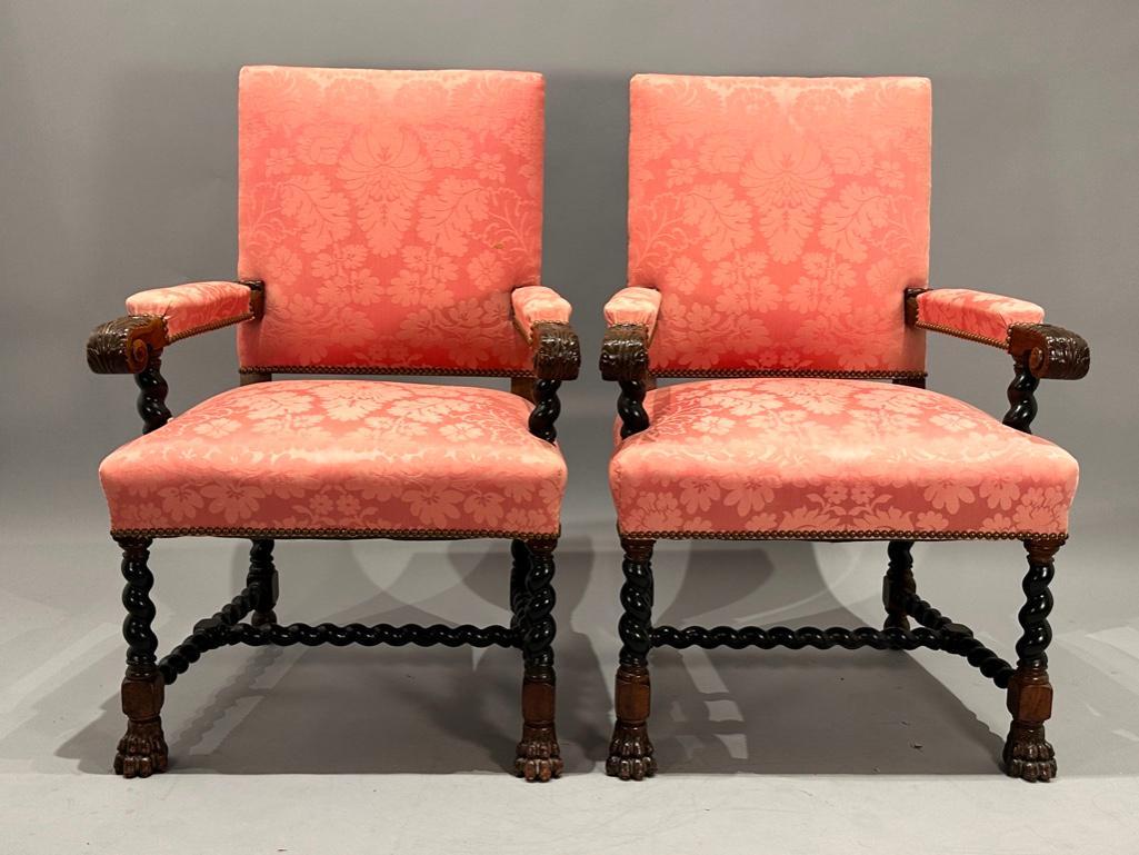 Pair of Renaissance Revival Style Mahogany Armchairs (1 of 8)
