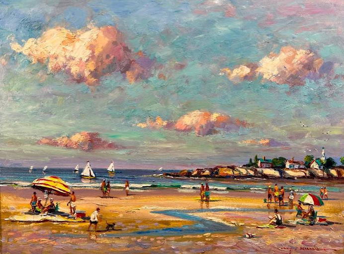 Wayne Morrell Oil, " Front Beach, Rockport