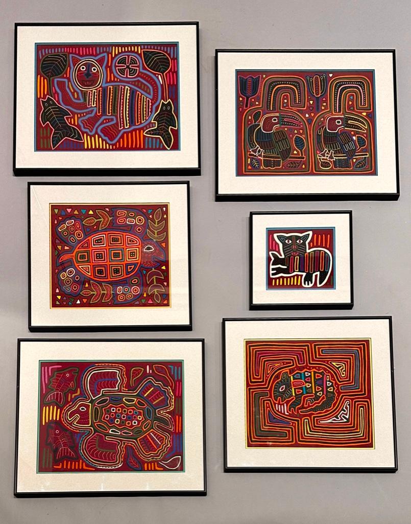 Framed Collection of Mola Textile Art, South America (1 of 19)