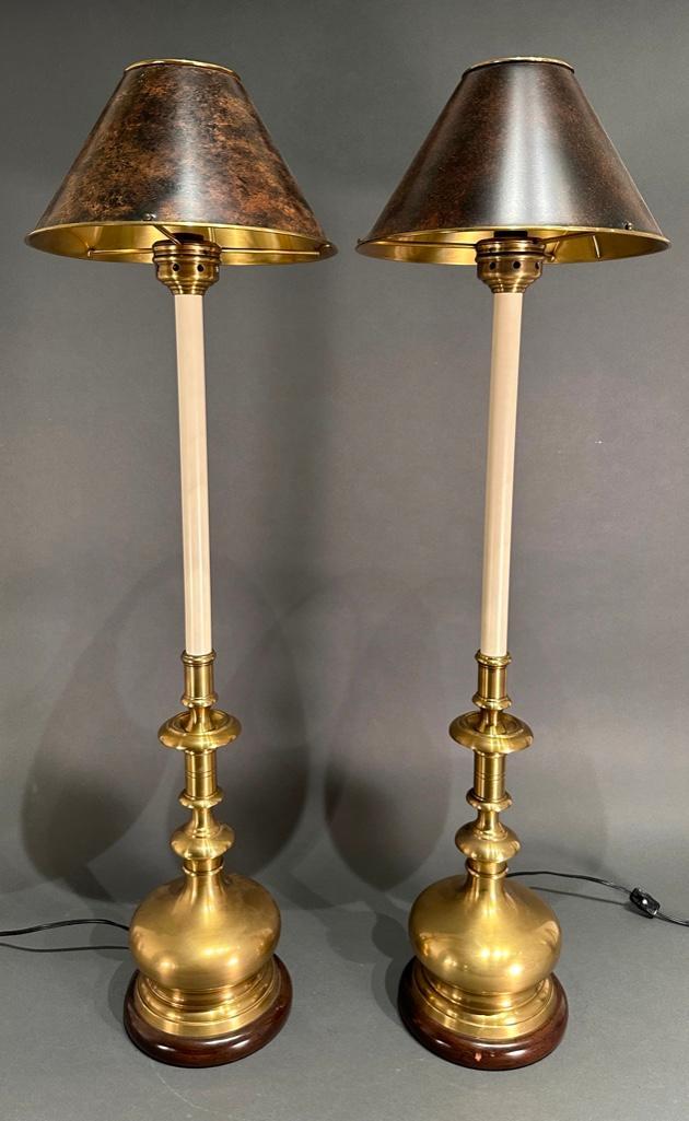Pair of Brass Buffet Lamps, Probably Chapman (1 of 8)
