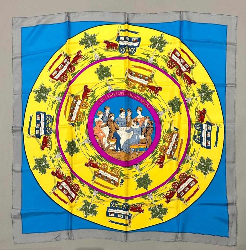 Hermes Silk Twill Scarf, " Jeu Des Omnibus et Dames Blanches " (1 of 6)