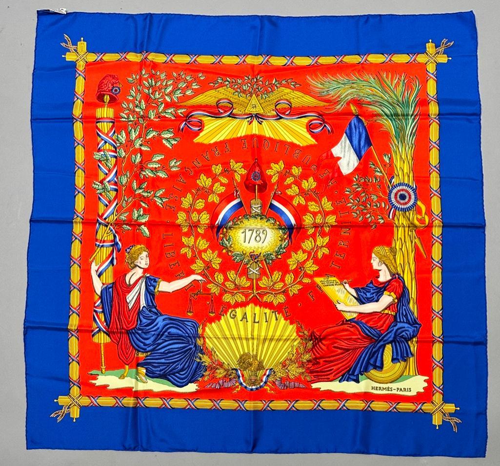 Hermes Silk Twill Scarf, Liberte, Egalite, Fraternite (1 of 7)