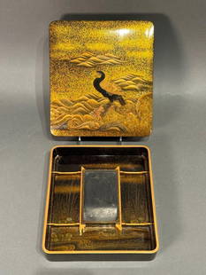 Japanese Lacquer: Suzuribako (Writing Box) Cormorant: Japanese Lacquer: Suzuri-bako (Writing Box), probably 19th century in date, is an exquisite example of the art of Japanese lacquer--poetically designed and masterfully created through hours of