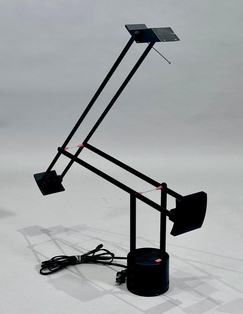 Single Tizio Lamp by Richard Sapper for Artemide: Single Tizio Lamp by Richard Sapper for Artemide, Italy, 1980's, die-cast enameled aluminum, glass and plastic, with molded markings to the base. Dimensions: 37.5 in.h. in. h. when measured to hig