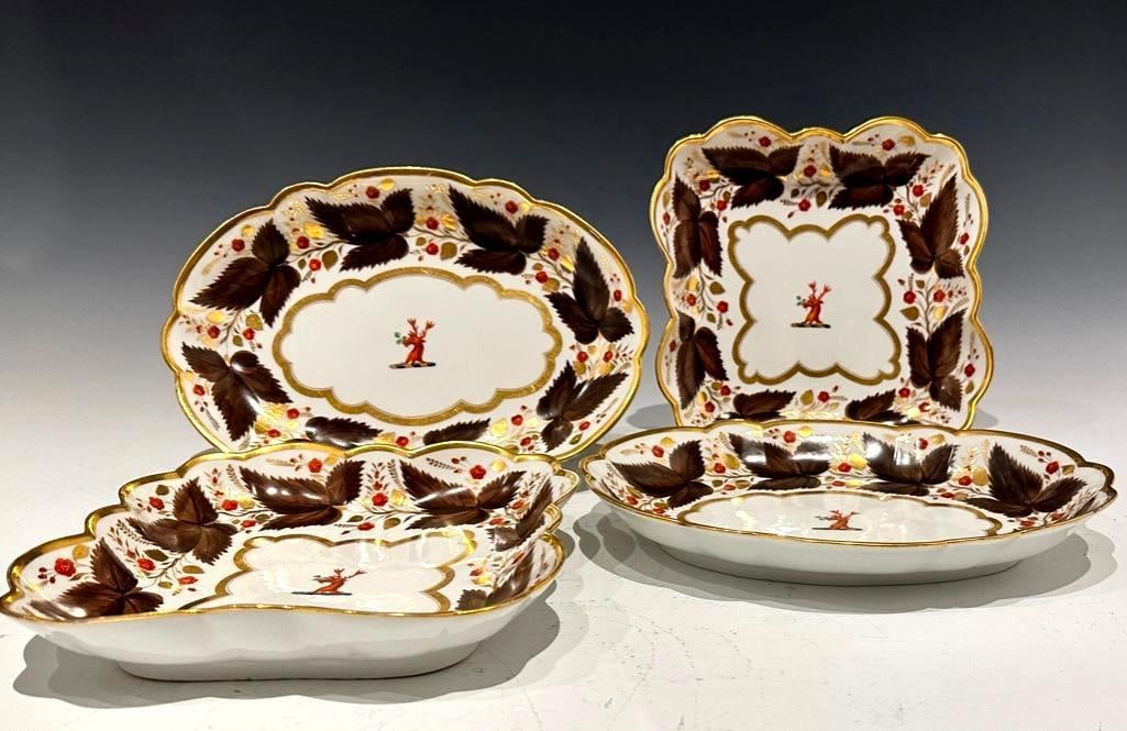 Worcester Flight, Barr, Barr Period Armorial Dishes From a Dessert Service (1 of 13)