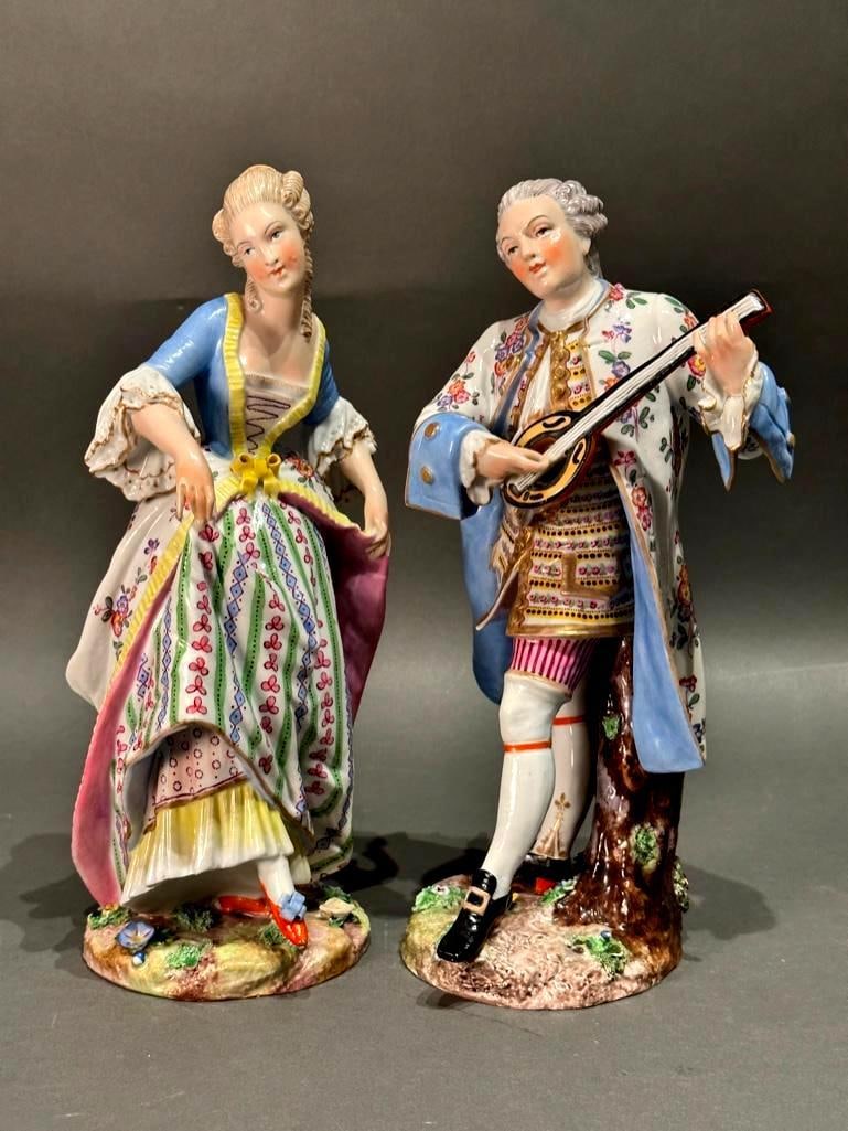 Pair of Sitzendorf Porcelain Figures, 19thc. (1 of 10)