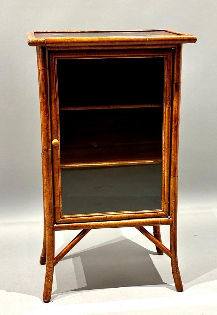 Aesthetic Style Faux Bamboo Small Vitrine Cabinet, Modern (1 of 10)