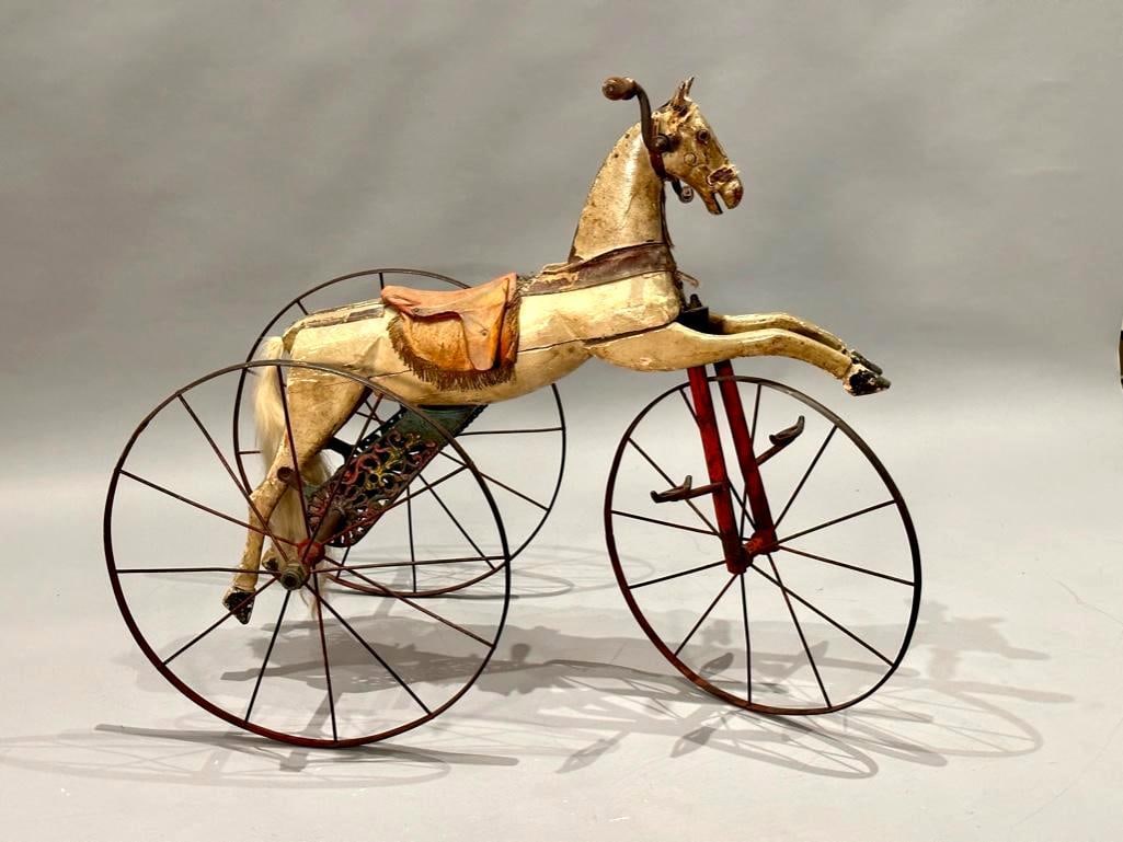 Antique French Painted Wood Horse Velocipede, Late 19thc. (1 of 15)