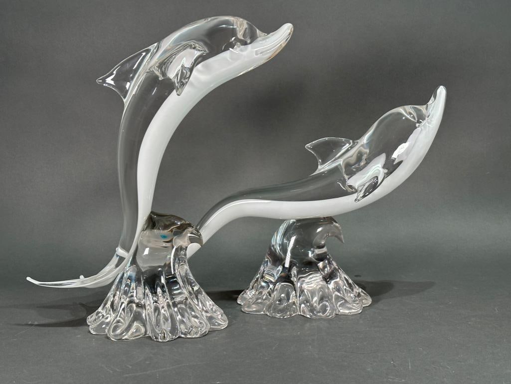 Pair of Oggetti Murano Glass Dolphins (1 of 11)