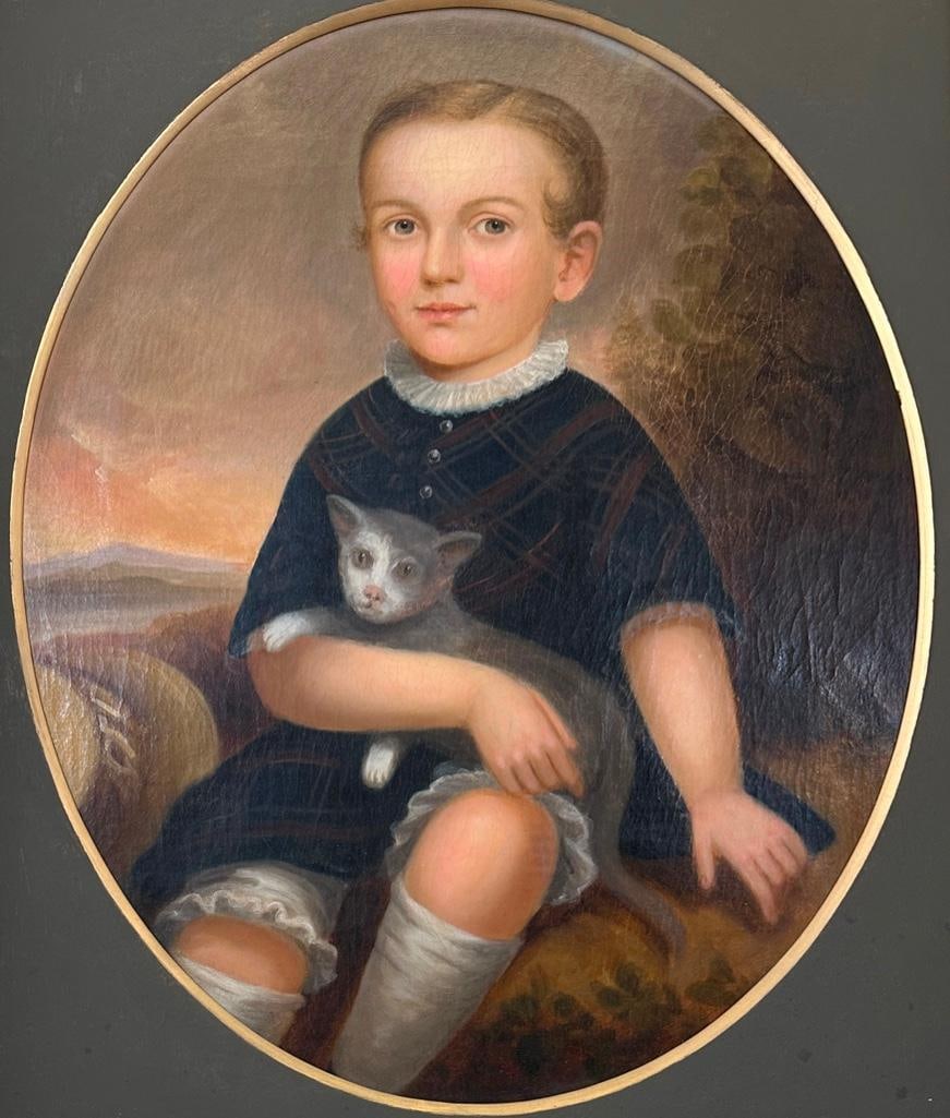 Isaac Augustus Wetherby Oil, Portrait of a Young Boy with Cat (1 of 8)