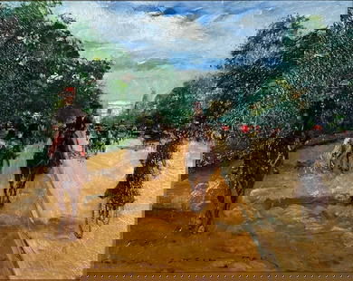 Georges Stein Oil, "Avenue du Bois, Paris": Georges Stein (French 1870-1955) "Avenue du Bois, Paris," oil on panel, signed lower left and inscribed 'Paris,' framed. Dimensions: 7 x 9 in. panel size, 15.5 x 17.5 in. as framed. Co