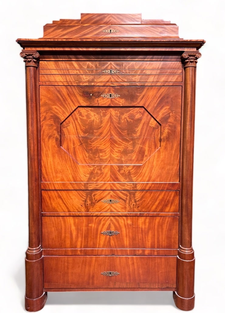 Biedermeier Mahogany and Birch Secretaire Abattant, 19thc. (1 of 12)