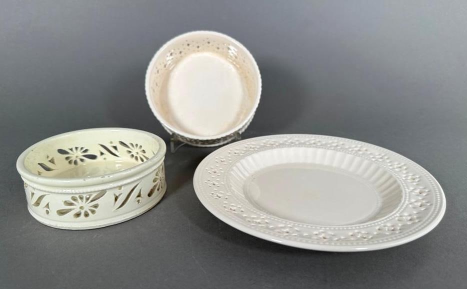 Antique Creamware Bottle Coaster and Two Hartley Greens and Co. Creamware Pieces (1 of 8)