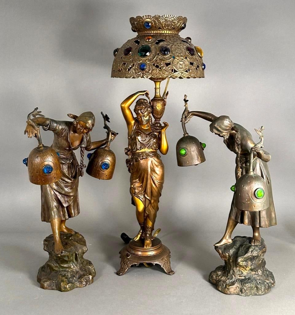 Three Figural White Metal Lamps, Early 20thc. (1 of 20)